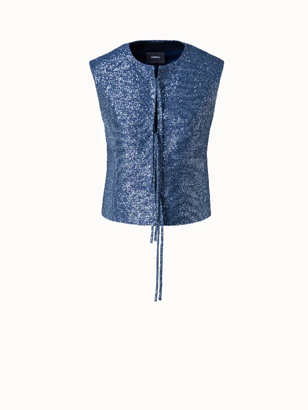 Sequins Vest in Wool Blend