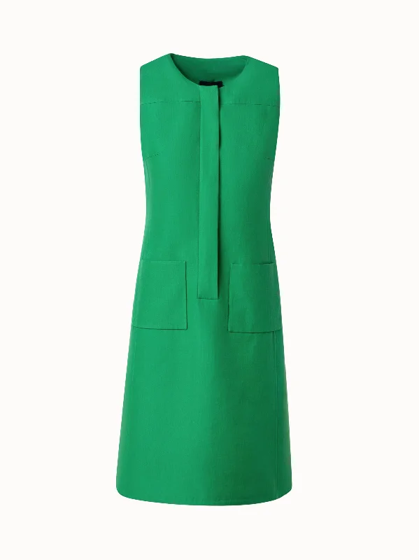 Sheath Dress in Cotton Silk Double-Face