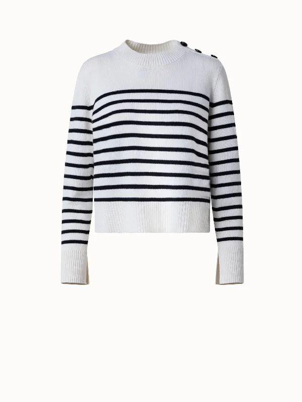 Striped Boxy Sweater in Merino Cashmere Blend