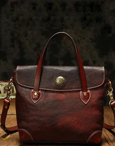 Vintage Coffee Leather Women's Shoulder Doctor Bag Leather Handbags Shoulder Work Purse for Ladies