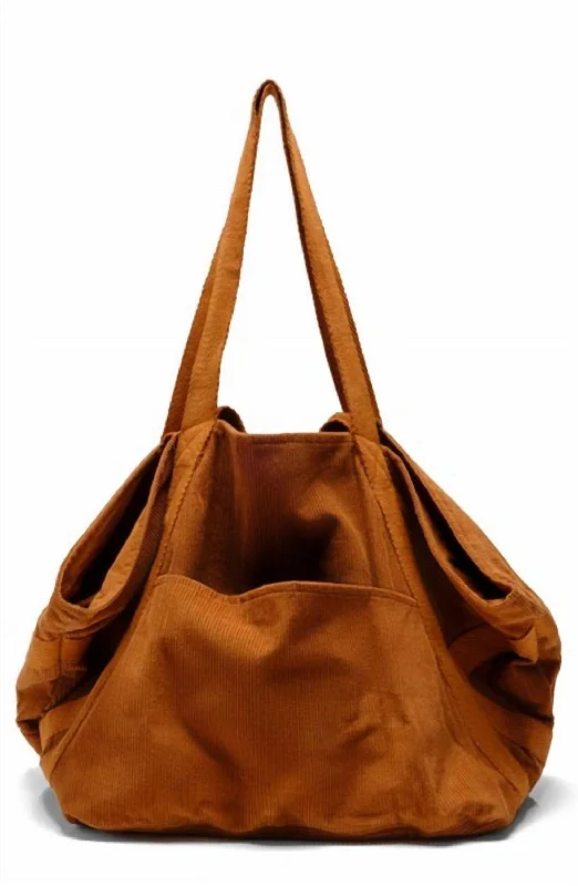 Women's Mega Cord Tote Bag In Brown