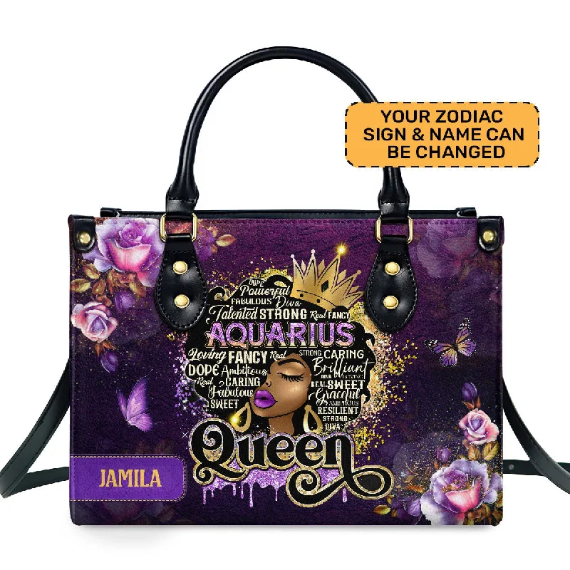 Zodiac Queen - Personalized Leather Handbag SBLHBLM1384L