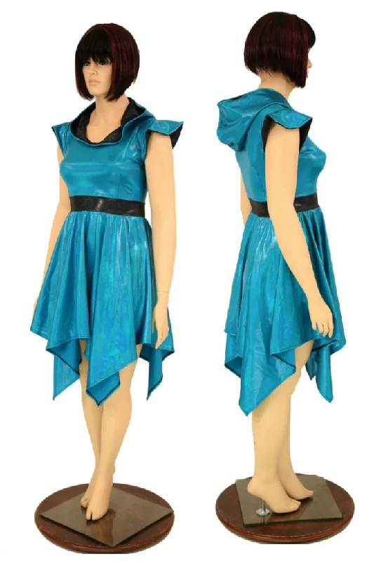 Peacock Hoodie Handkerchief Skater Dress