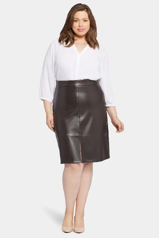 Faux Leather A-Line Skirt In Plus Size - Cordovan